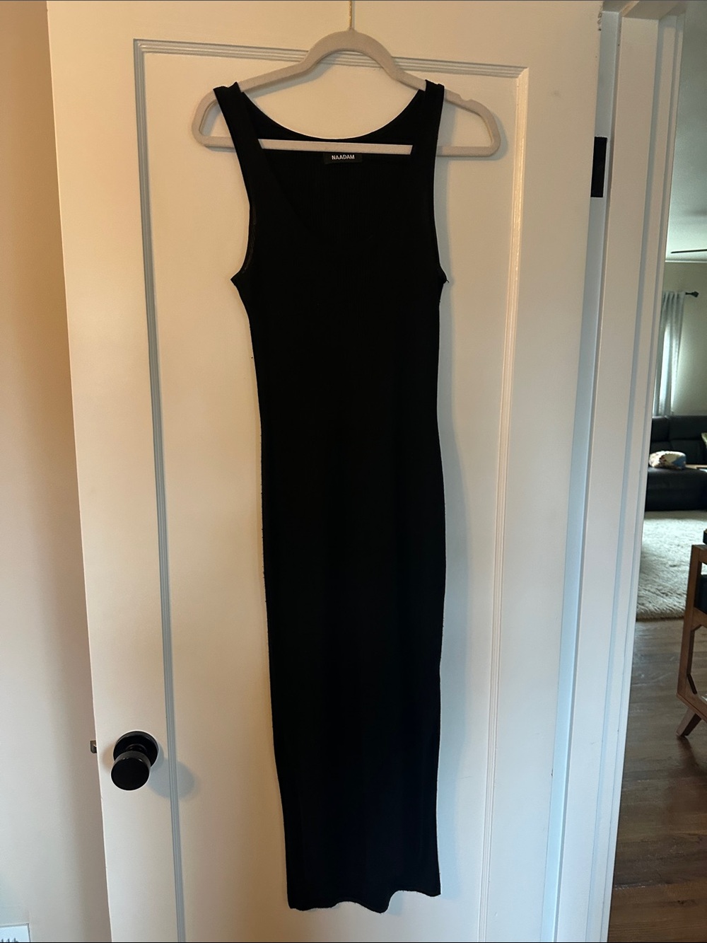 NAADAM Black Sleeveless Ribbed Maxi Dress
